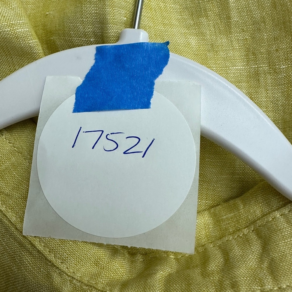 Womens Minimalist Linen Tunic Top Size 1X Earthy Chartreuse Relaxed Summer - Picture 8 of 8